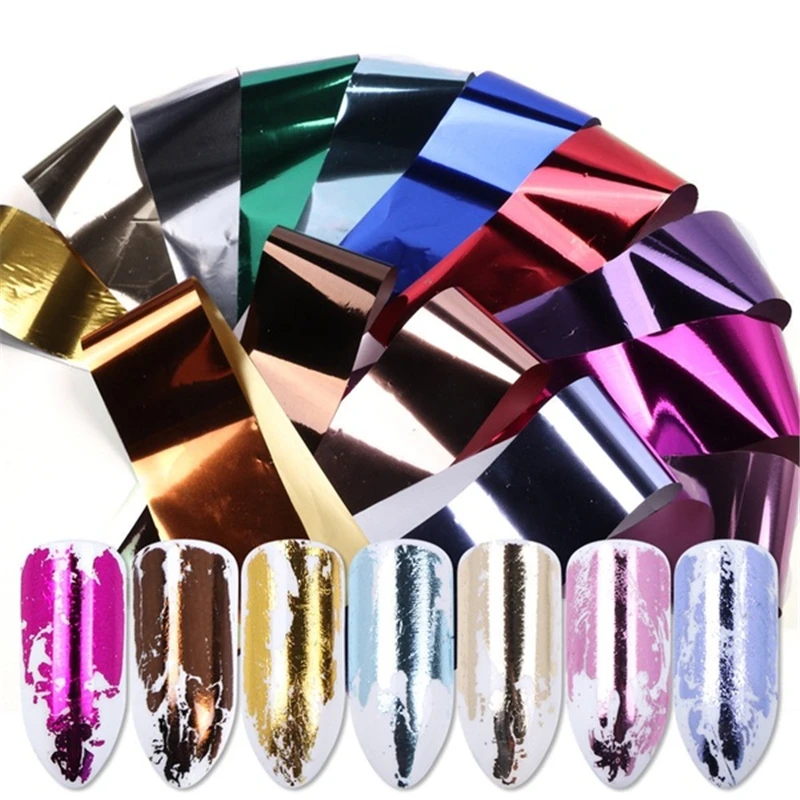 

14pcs Nail Foils Polish Stickers Metal Holographic Starry Transfer Foil Wraps Adhesive Decals DIY Nail Art Decoration