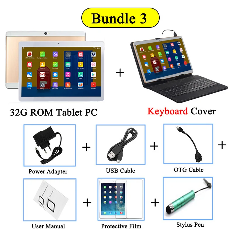 3G Add Keyboard Case Быстрый для игр и видео 10 дюймов Android 8,0 планшеты ПК 4 ГБ ОЗУ 64 Гб ПЗУ 8 ядер Восьмиядерный 3G/4G LTE Wifi A-GPS Bluetooth+ подарки - Комплект: 3G Add Keyboard Case