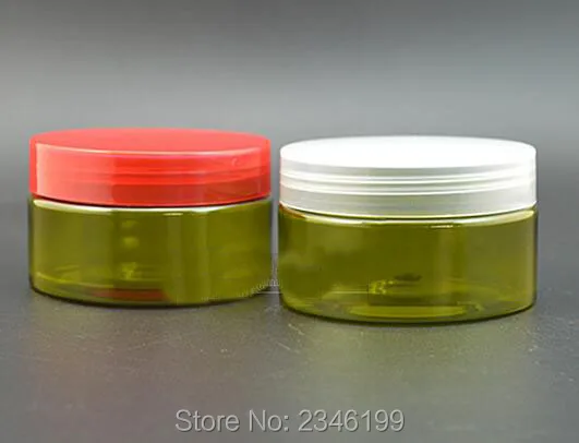 

100G 100ML PET Pot, Red Color Transparent Color Cap With Light Green Plastic Cream Jar, Cosmetic Sample Packing Cans, 30pcs/lot