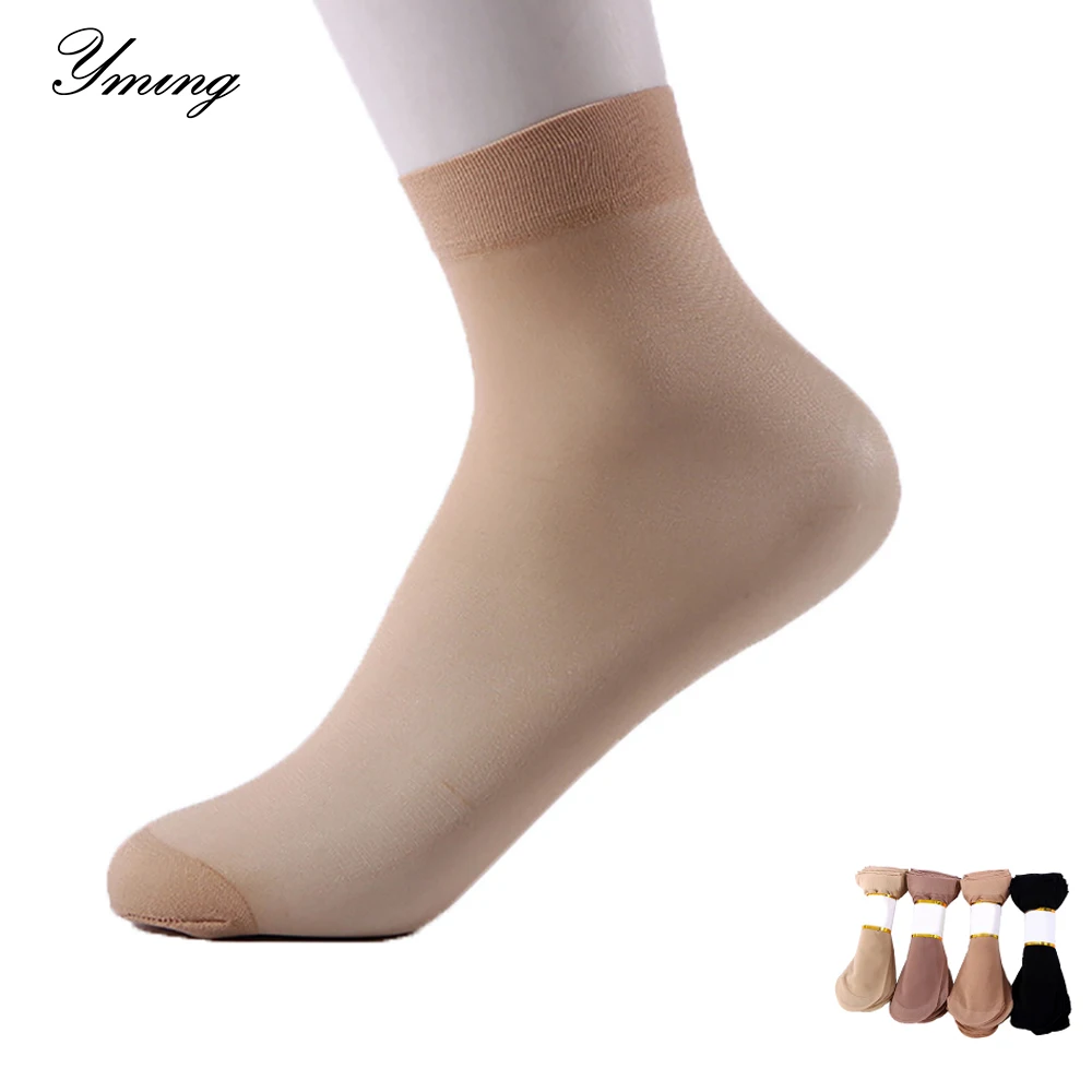 

YMING 10Pieces=5Pair Women Socks Ancle Female Thin Transparent Short Sock Velvet Summer Silk Sox Woman Girls Solid Socks Meias