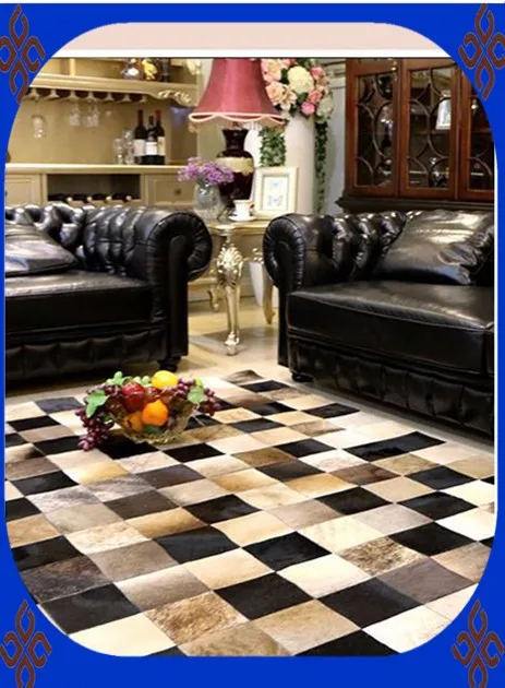 

2018 free shipping 100% natural genuine cow leather flower shaped rug