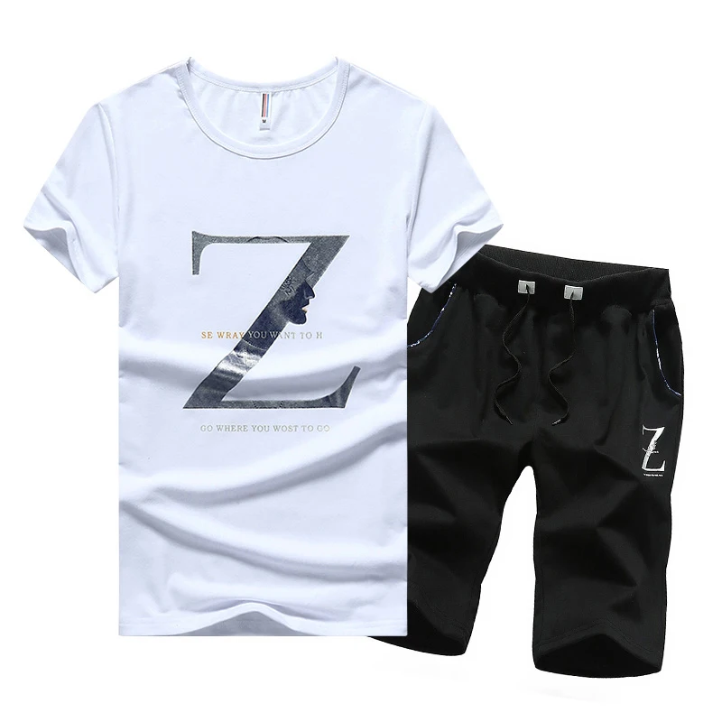 Летний мужской комплект из 2 предметов футболка и шорты спортивной одежды
