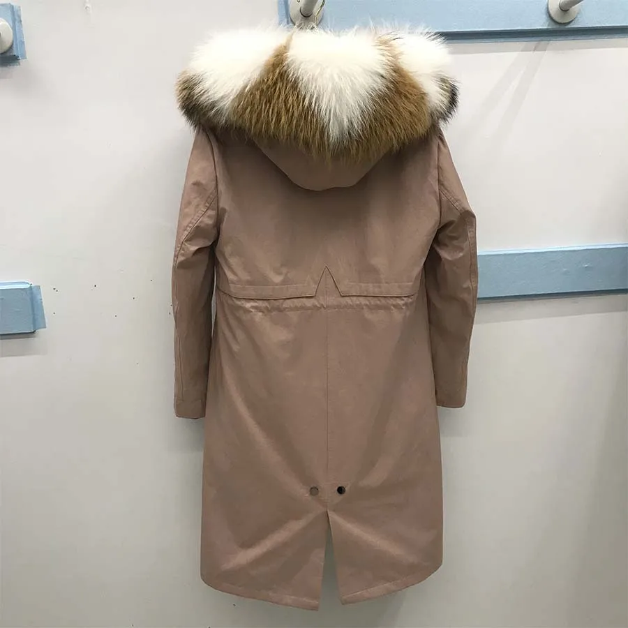 Водонепроницаемая парка зимняя куртка для женщин натуральный кроличий мех с