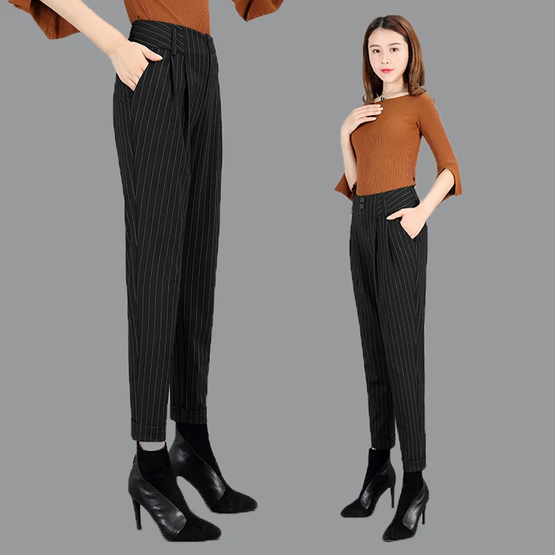 Женские облегающие шаровары в полоску на весну и осень 2019 | Женская одежда