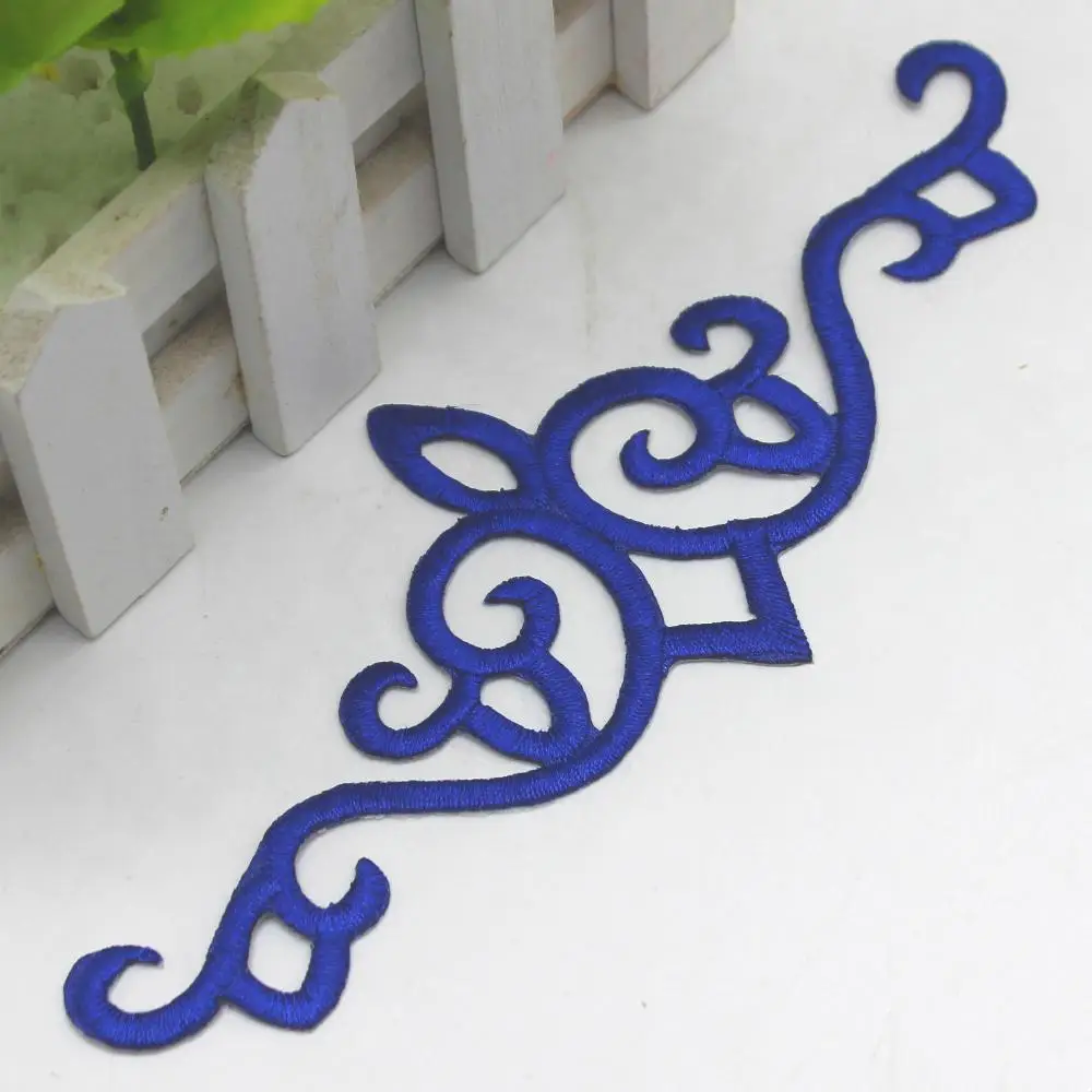Royal Blue Железные нашивки с вышивкой, 5 шт./лот, Золотая аппликация, кружево, Королевская корона, Трим, DIY, костюмы для косплея, золотые, серебряные планки, 18 см* 6 см - Цвет: Royal Blue