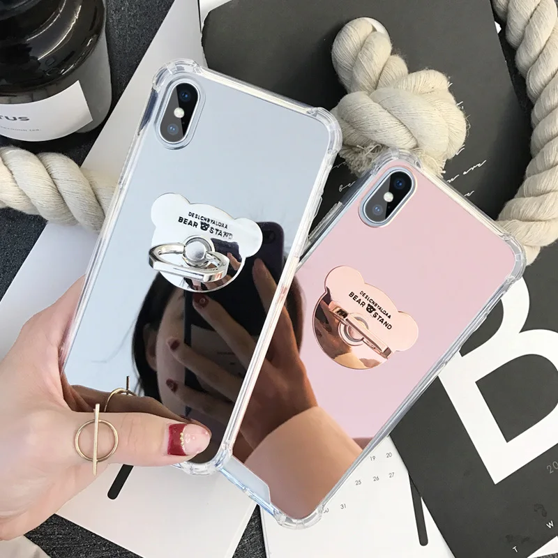 Для iPhone X 8 7 6 6S плюс ультра-тонкий корпус слоистых мягкая сумка очистить поверхность зеркало анти осень чехол чехол для телефона кронштейн