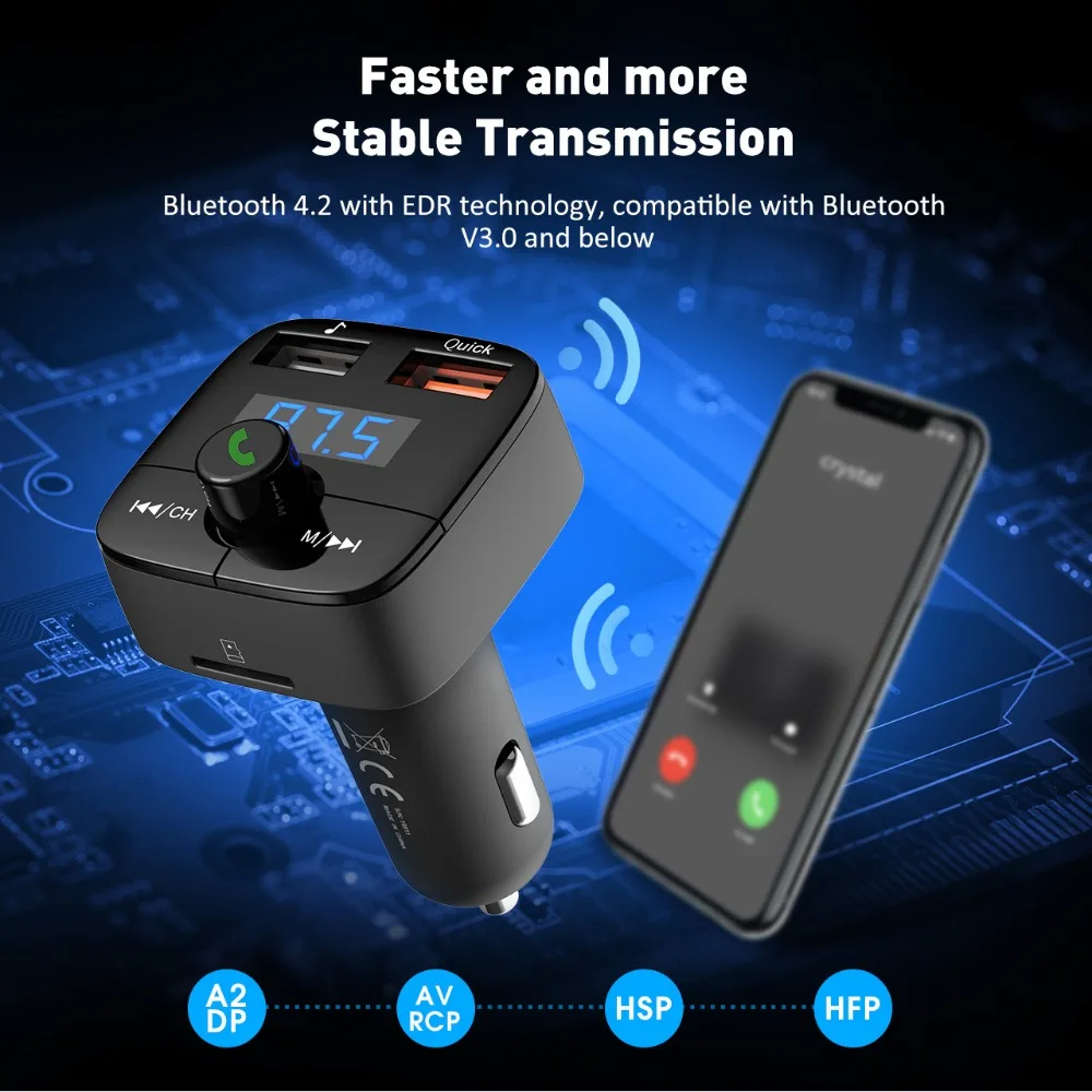 VicTsing 194A беспроводной адаптер автомобильный комплект шумоподавление Bluetooth fm