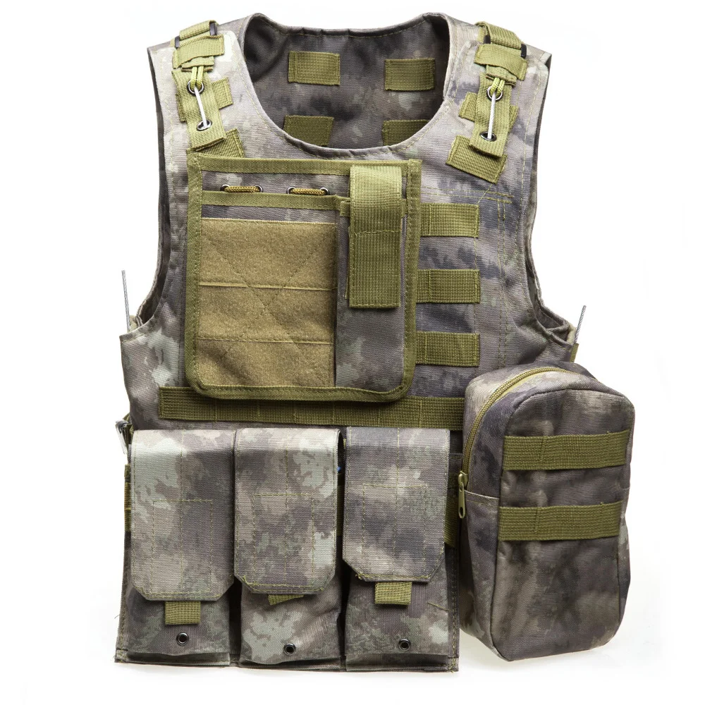 Военный тактический жилет армии Airsoft Молл жилет боевой охотничий жилет с мешком Нападение плиты Перевозчик CS открытый джунгли оборудования - Цвет: fg camouflage