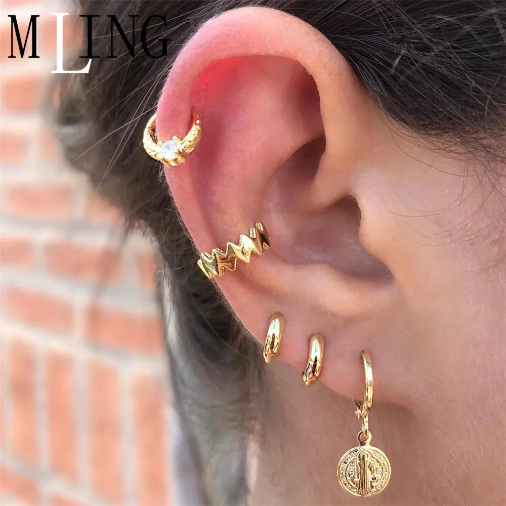 Женские серьги-гвоздики с золотыми кристаллами MLING 5 шт./компл. | Украшения и