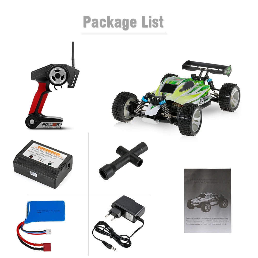 Высокое качество WLtoys A959-B 2,4G 1/18 масштаб 4WD 70 км/ч высокая скорость Электрический RTR внедорожный пульт дистанционного управления игрушка RC автомобиль