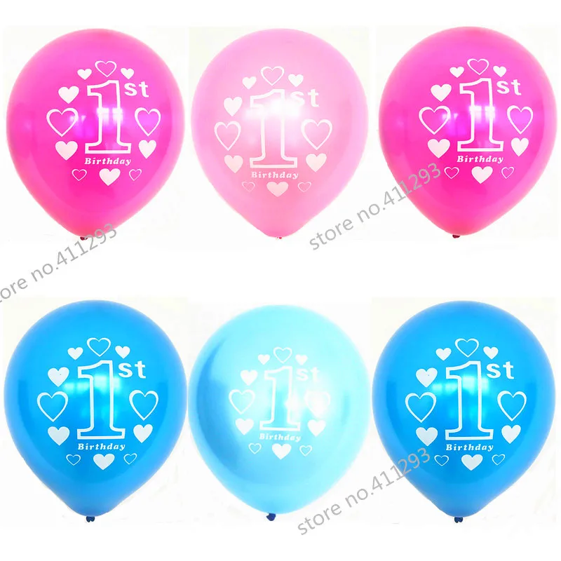 20 шт./лот воздушные шары с цифрами на первый день рождения принтом розовые синие