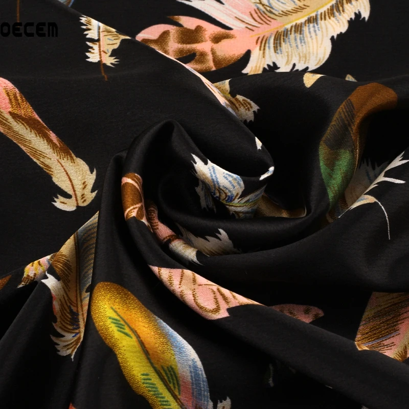 Черный спандекс метр атласной ткани перо имитация шелковой для женщин банкетное