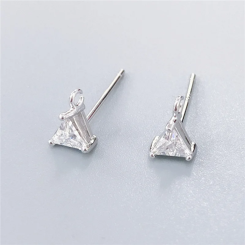 Rhodium color S1 2 шт., 925 пробы, серебряные серьги-гвоздики, застежка, кристалл, Шпилька для ушей, для рукоделия, для изготовления ювелирных изделий, Восстановленный цветок, сердце, серьги, фурнитура - Цвет: Rhodium color S1