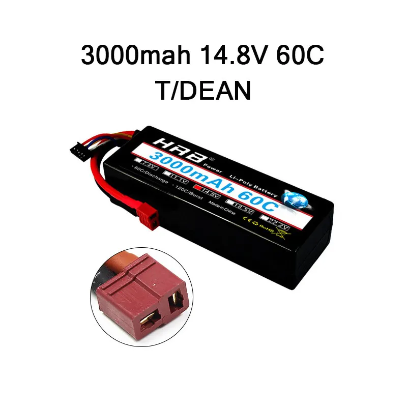 HRB 3000mAh Lipo 2S 7,4 V 3S 11,1 V 4S 14,8 V 5S аккумулятор 18,5 V 60C 120C XT60 Жесткий Чехол для радиоуправляемого автомобиля квадрокоптера вертолета самолета - Цвет: 4S 3000MAH 60C T