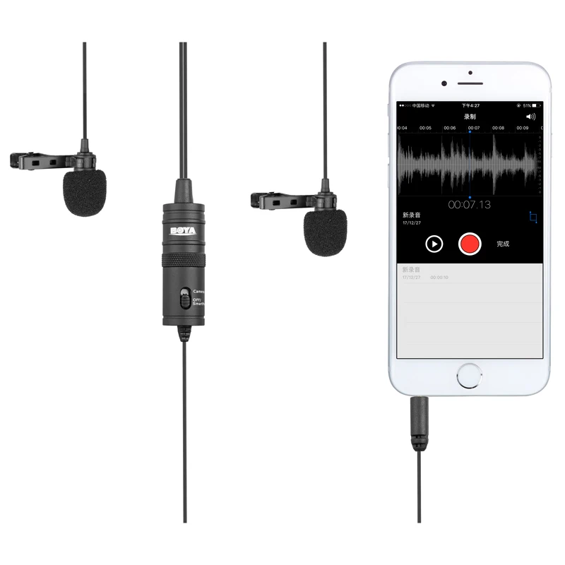 BOYA BY-M1DM Двойной Клип на лацкане петличный микрофон для iPhone Android смартфон Canon EOS Nikon камера видеокамера аудио рекордер