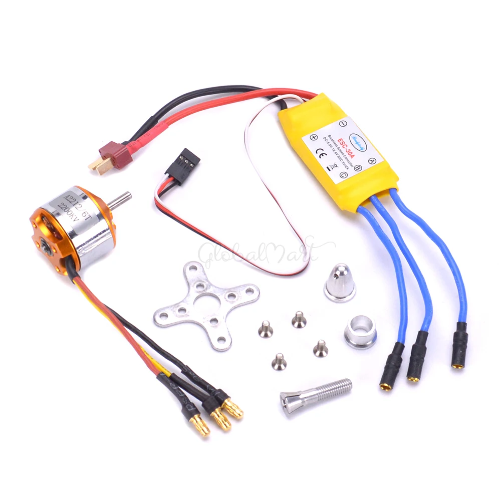 Бесщеточный электродвигатель Outrunner A2212 2212 2200KV + 30A ESC 6035 комплект четырехроторных