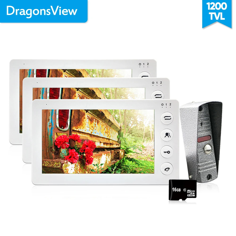 Dragonsview 7 Inch Video Deurtelefoon Intercom Systeem Deurbel Met Camera 1200TVL 3v1 Record Unlock Dual Manier Praten
