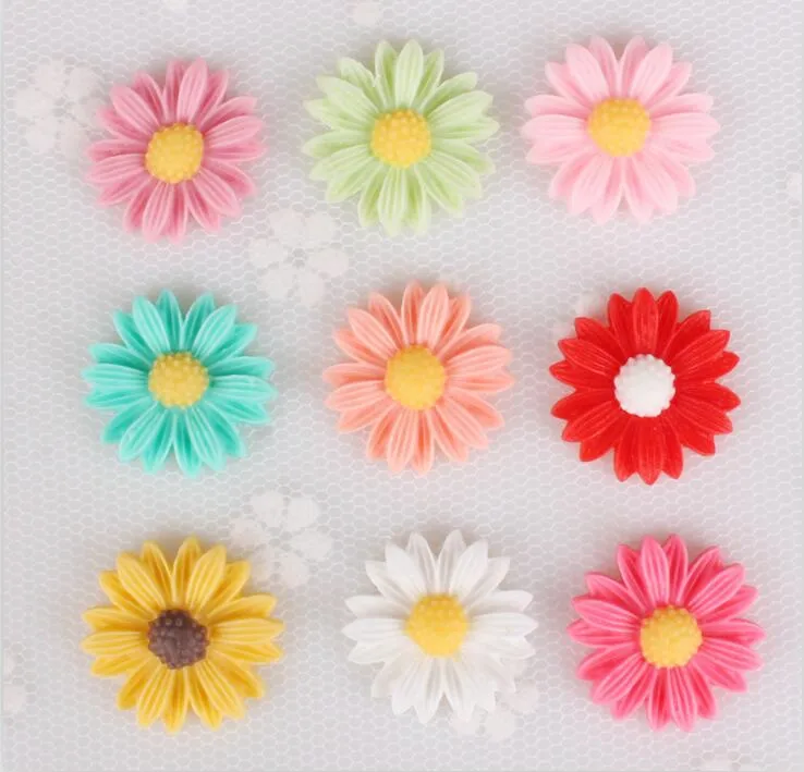 50pcs flatback 22mm resin sunflower cabochoncameo charmfindingfit base setting trayphone decoration kitdiy accessory free global shipping