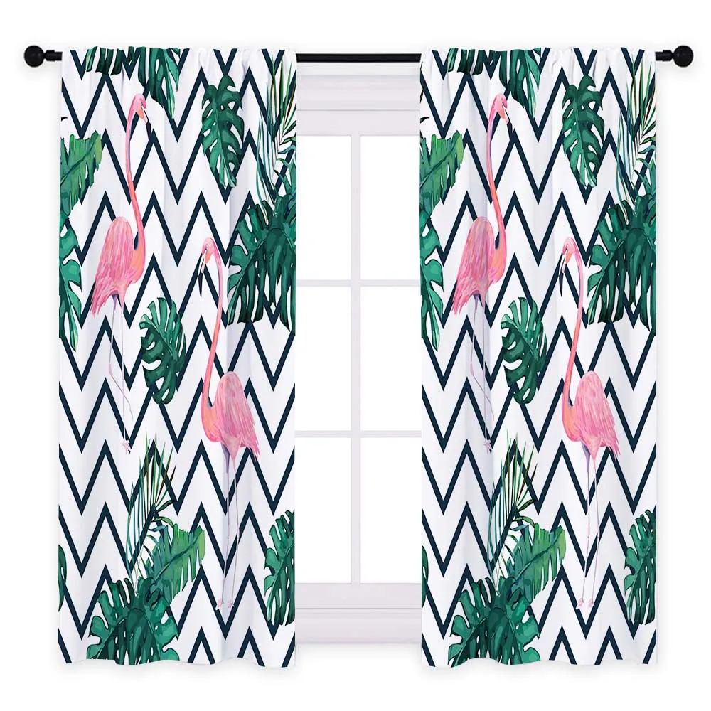 Style A1 - 2pcs Miracille, занавески для гостиной, Северный ветер, фламинго, пальмы, занавески для спальни, занавески, размер на заказ - Цвет: Style A1 - 2pcs