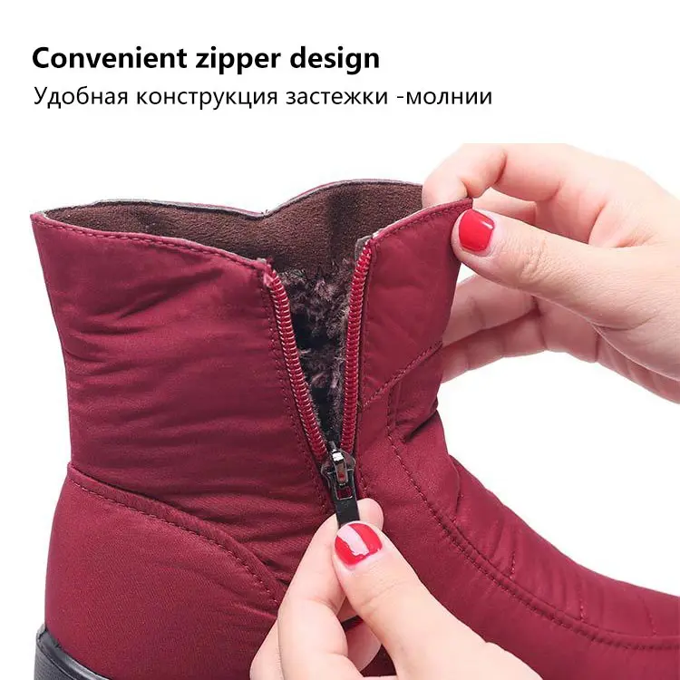 Bootee женские модные теплые зимние ботинки 2019 ботильоны на молнии женская обувь