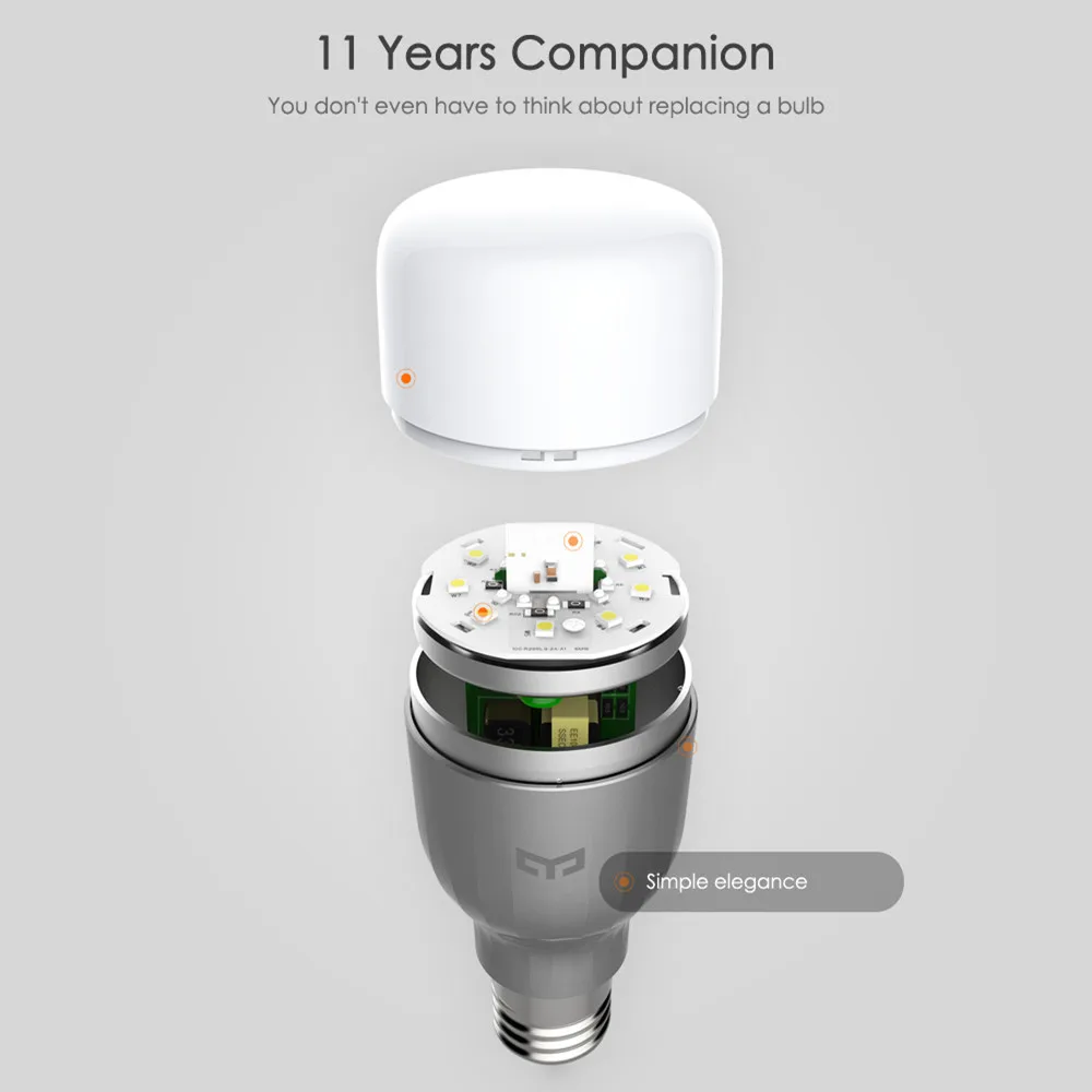 Оригинальный Xiaomi Yeelight YLDP02YL RGBW WiFi Smart светодио дный лампы 16 миллионов Цвет CCT