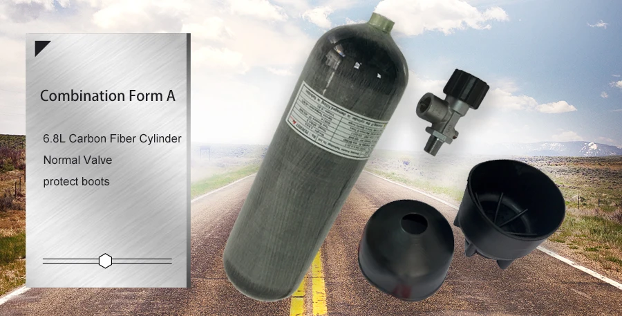 AC16831 модный 6.8л 300 бар 4500Psi мини-резервуар для дайвинга композитный баллон для дайвинга бак из углеродного волокна с клапаном прямая поставка