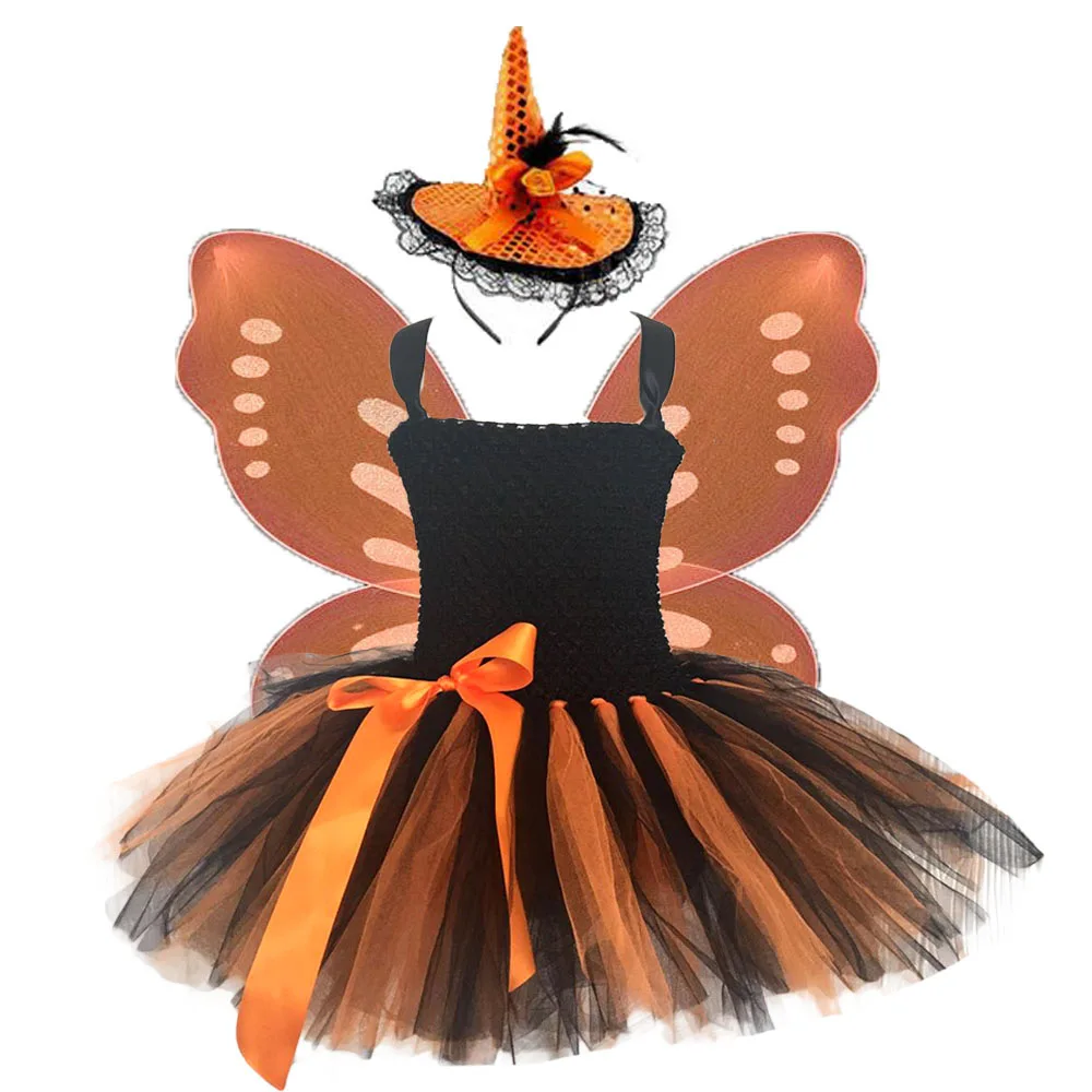 Autumn Pumpkin Tutu Dress Orange Green Flower Princess Kids Halloween Costumes For Girls Fancy Tulle Party Clothes | Тематическая