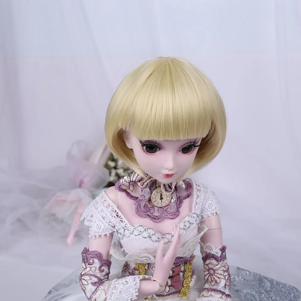 Cataleya BJD парик 1/3 1/4 короткие черные прямые и кудрявые челки волос Высокая температура волокна для куклы - Цвет: 6