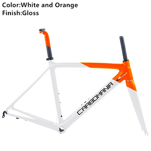 White and Orange Gls Карбоновая рама для дорожного велосипеда, Ультралегкая 980g 700c, рама для дорожного велосипеда Di2, механическая рама для дорожного велосипеда, велосипедная Рама в комплекте, BSA 68 мм V тормоз - Цвет: White and Orange Gls