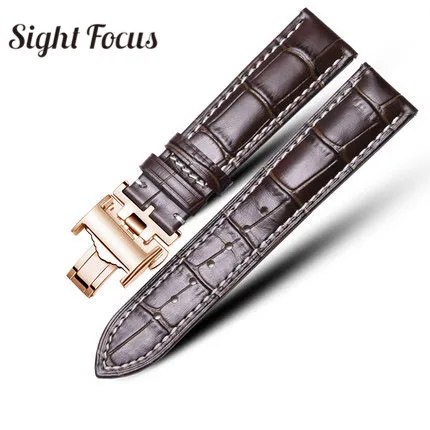 Ремешок из телячьей кожи для часов Longines Masters коллекция ремешок для часов Ремни Браслеты из воловьей кожи 14 15 18 19 20 21 22 мм ремешок для мужчин - Цвет ремешка: Brown Rosegold Clasp