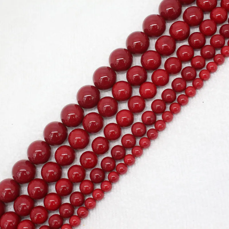 

Mini. Order is $7! 6-14mm Deep Red shell Bead mother Pearl Round DIY Jewelry Making Loose Beads 15"