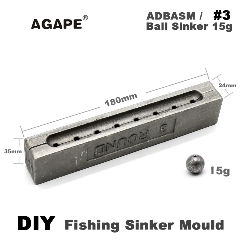 Agape DIY рыболовный шар грузило прессформы ADBASM/#3 мяч 15 г 8 полостей|Рыболовные снасти| |