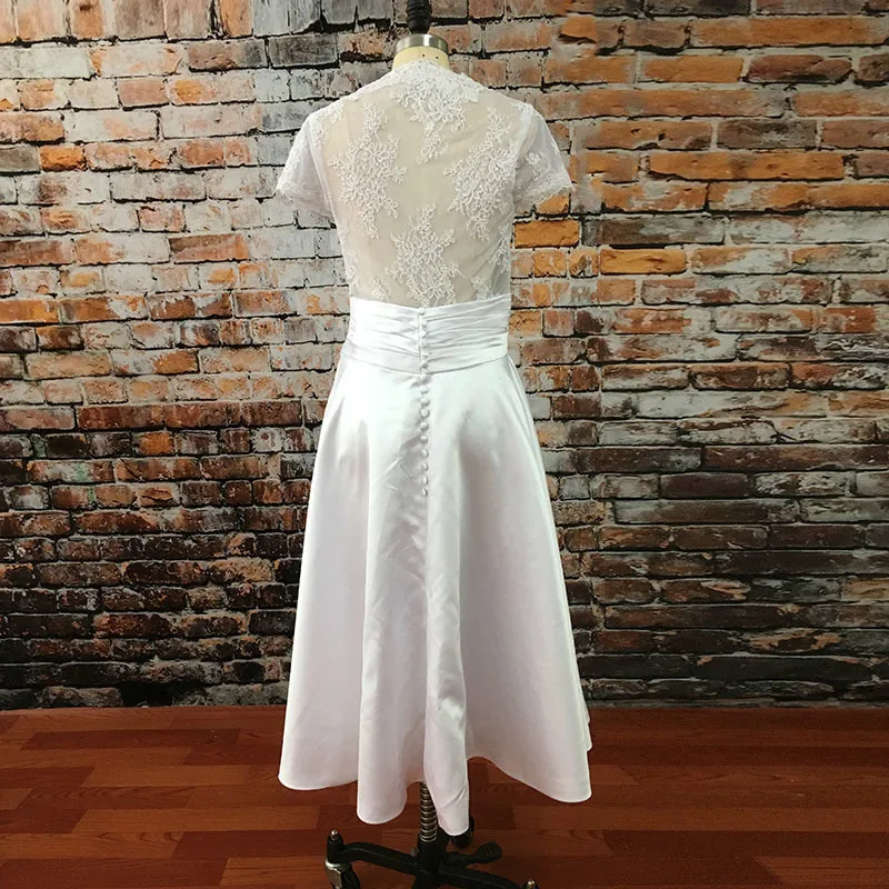 Vestido De Novia Платье с v образным вырезом Mariage аппликации кружевом длиной выше колена