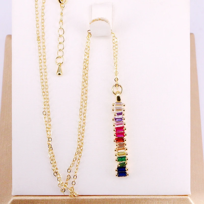 3 шт. новые ювелирные изделия Радужный бар кулон ожерелье для женщин циркония