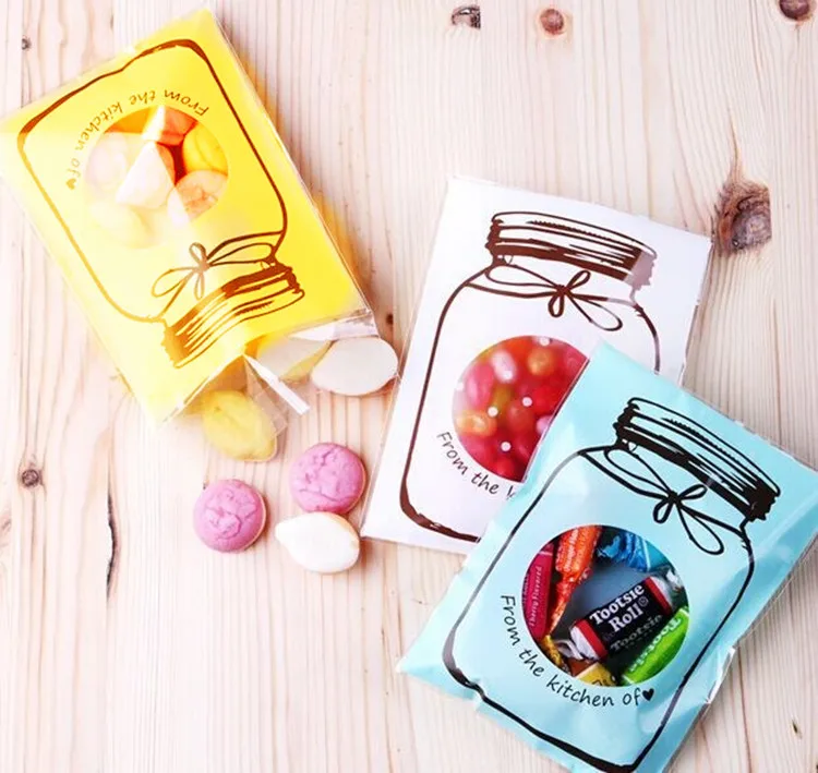 

300 шт./лот-2 размера Милая упаковка в бутылки для печенья самоклеящиеся пластиковые пакеты для печенья закусок конфет выпечки пакет