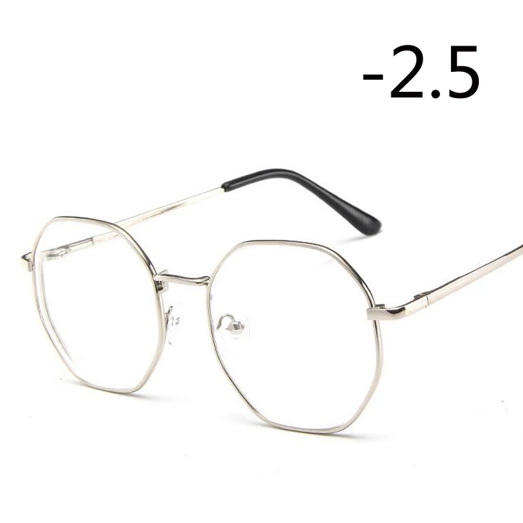 Myopia 250 1,0-1,5-2,0-2,5-3,0-3,5-4,0 женские мужские готовые очки для близорукости Ретро Металлические прозрачные линзы диоптрий очки для унисекс - Цвет оправы: Myopia 250