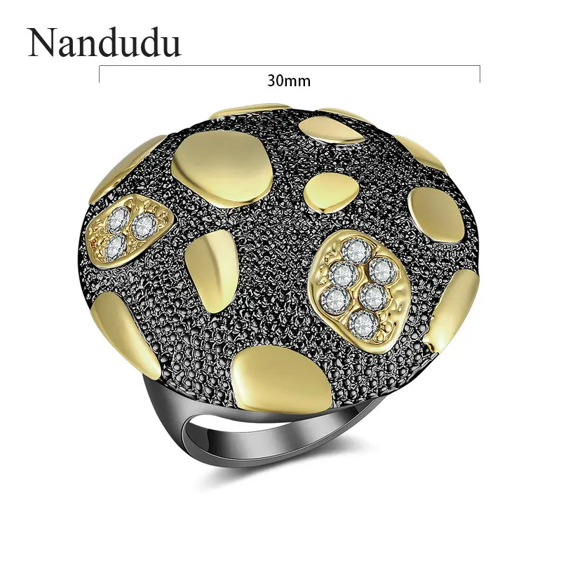 Nandudu Новое поступление античное большое круглое кольцо для женщин модное