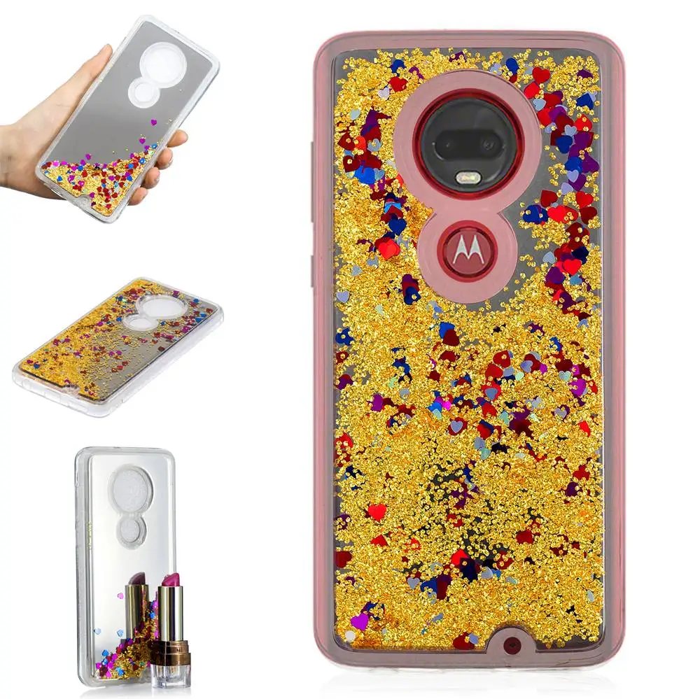 Роскошный чехол для Motorola Moto G 7 G7 Плюс Крышка корпуса зеркала для мото G7 Мощность/G7 играть задняя крышка чехол с принтом зыбучих песков с жидкими блестками