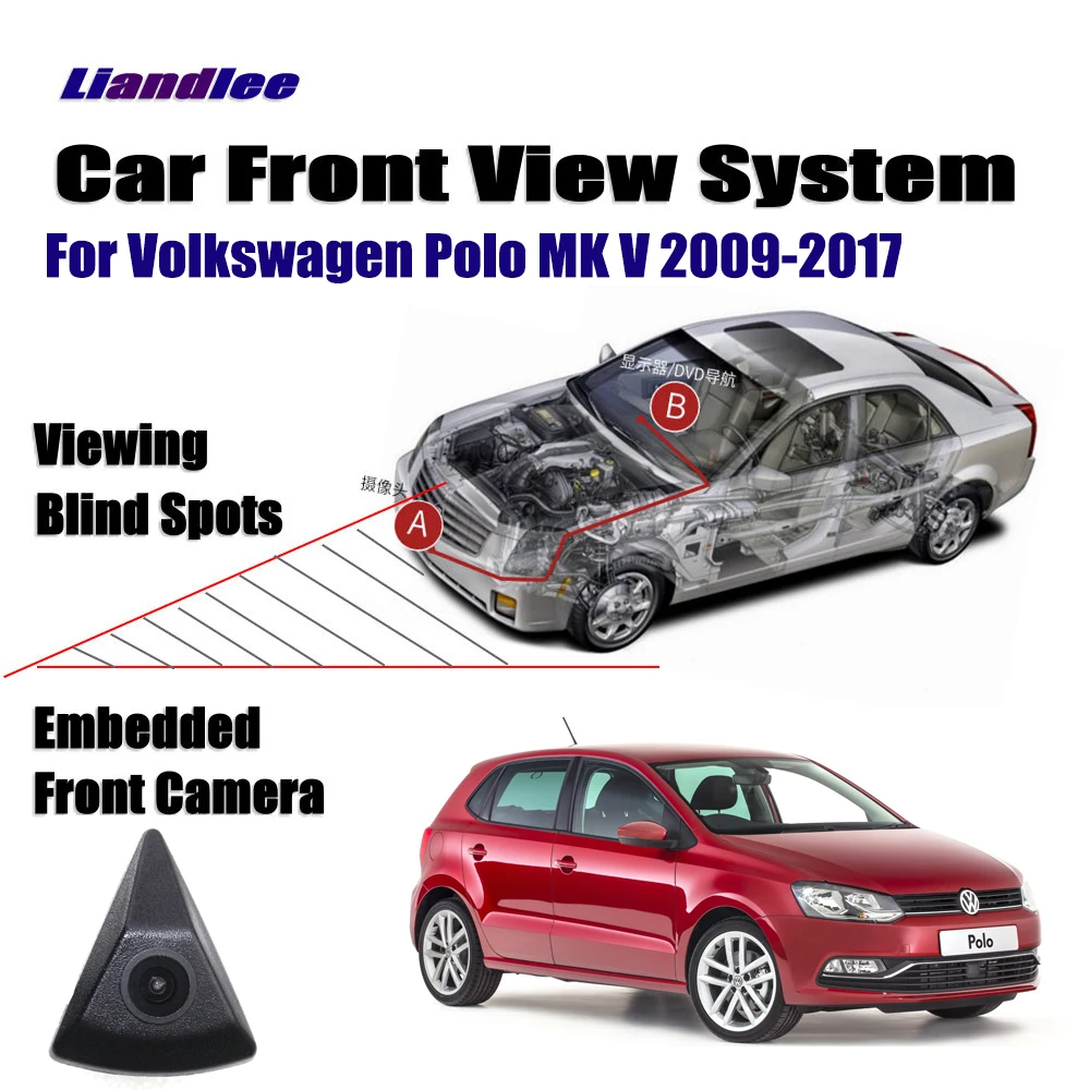 Liandlee авто вид спереди камера для Volkswagen VW Polo MK V 2009 2017 2015 логотип встроенный (не