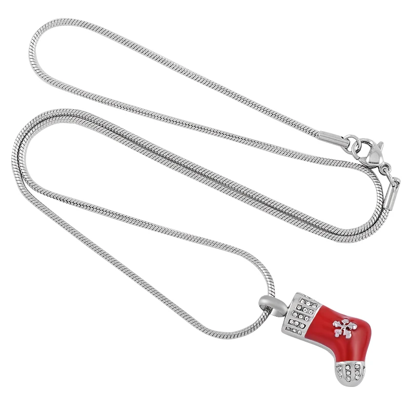 IJD9235 Stainless Steel Cremation Boot Shape Red Cinderella Keepsake Necklace Pendant for Ashes Urn Memorial Women Jewelry | Украшения и