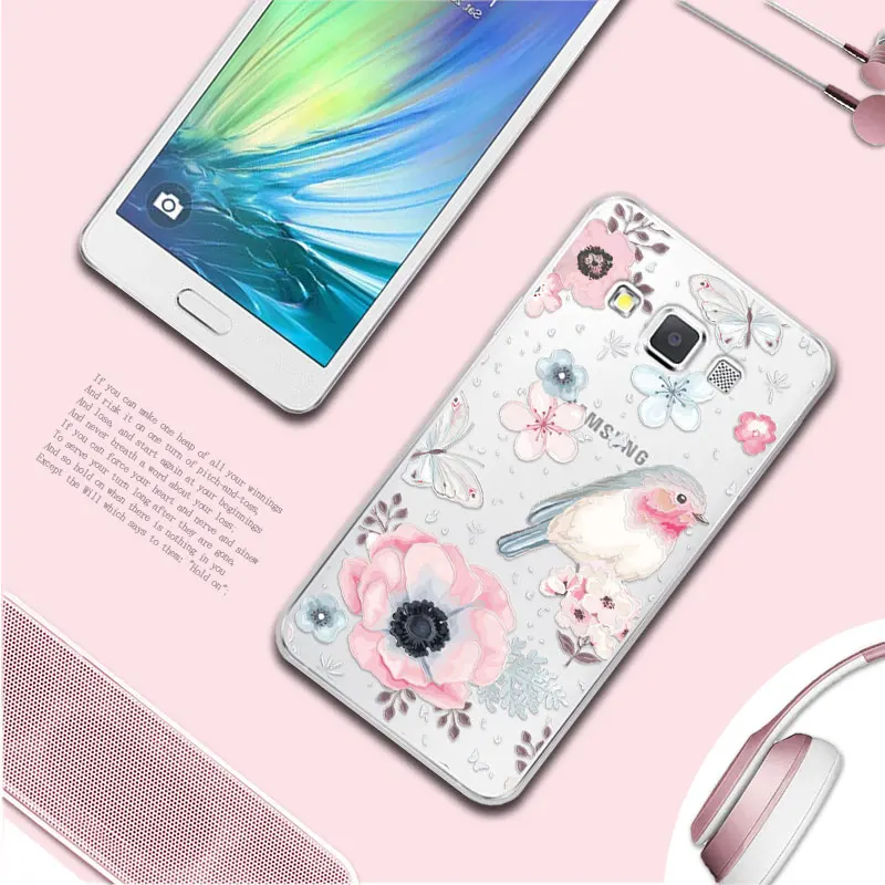 Чехол для samsung A3 4," 3D Рельефный цветок птица кружева мягкий TPU чехол для телефона s Coque для samsung Galaxy A3 A300 A3000