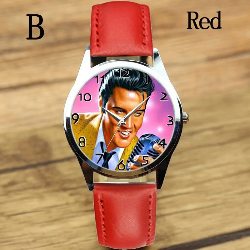 red Новая мода Elvis часы Пресли для женщин и мужчин кварцевые часы женские элегантные часы под платье стальной ремень для мальчиков и девочек часы - Цвет: red