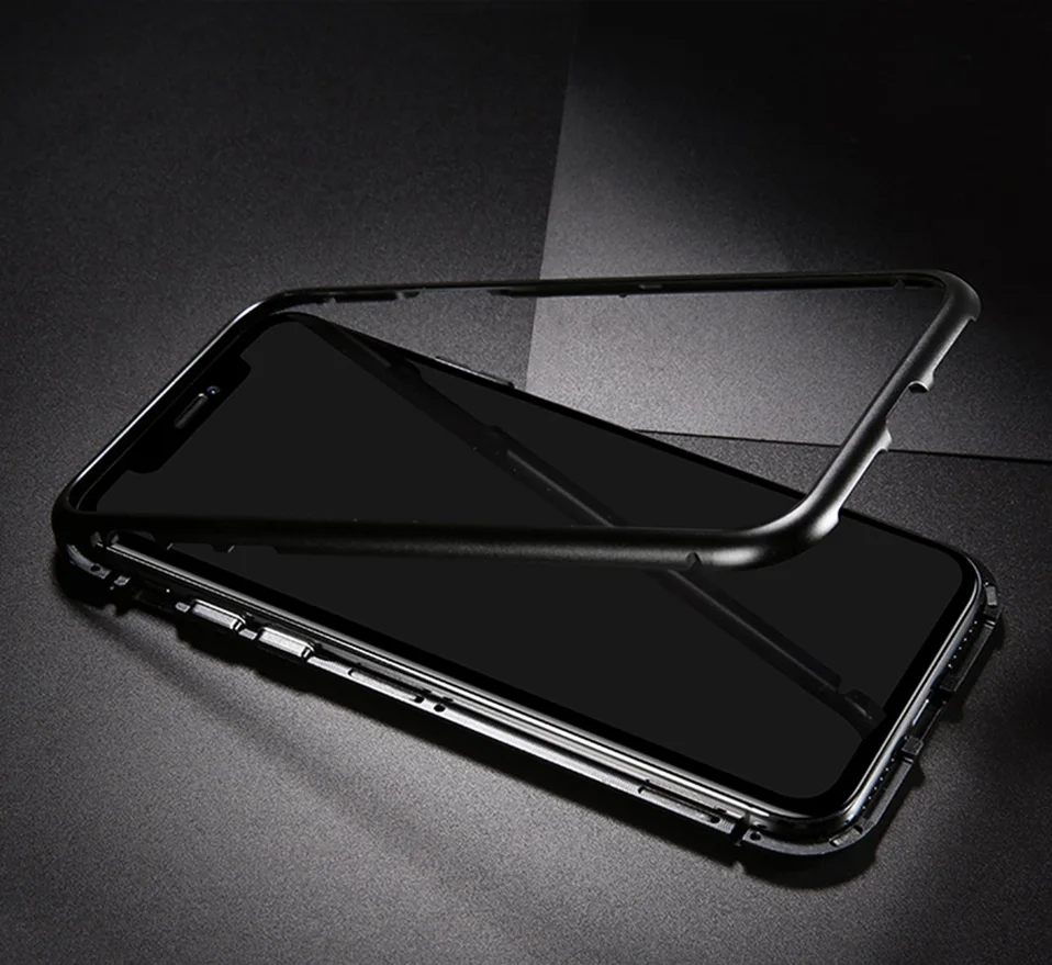 Магнитный металлический чехол для телефона для iPhone XR XS MAX X 8 Plus 7, чехол из закаленного стекла на заднюю панель, чехол s для iPhone 8 7 6 6S Plus X, чехол
