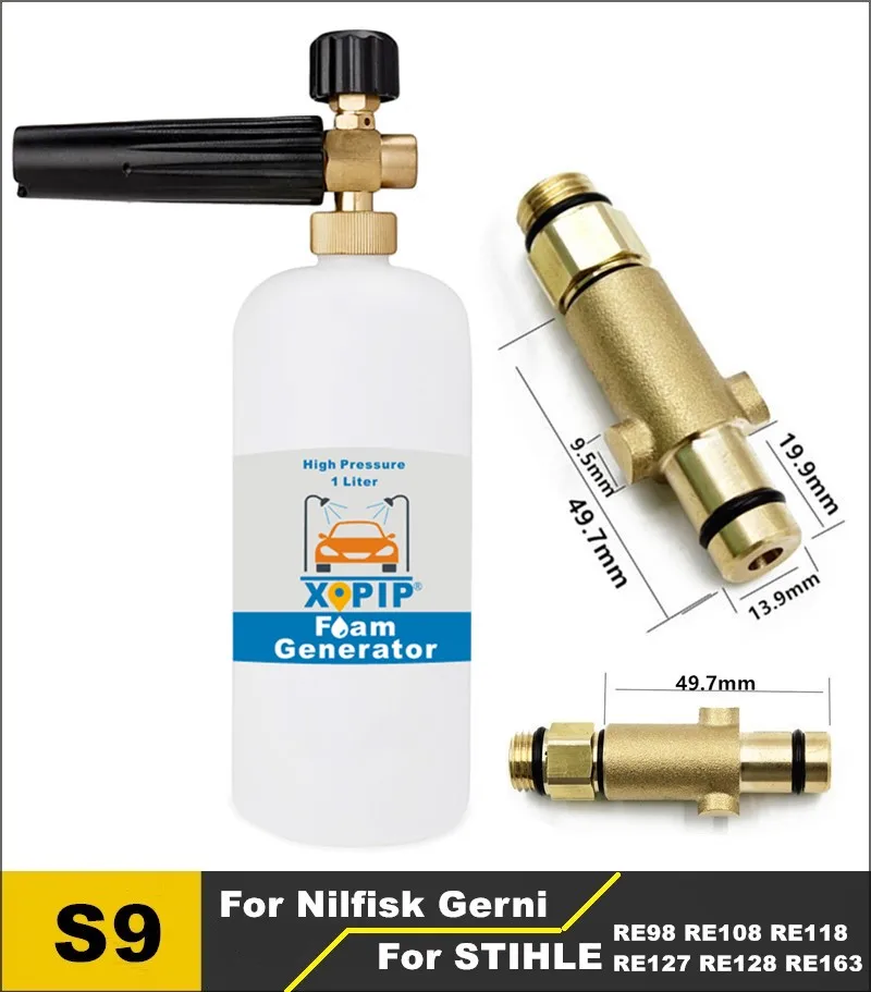 Золотой 1Л пенная насадка для Nilfisk Italian& Gerni& Kew Alto Wap Calm& Anlu, Пенообразователь для мыла, чистящий струйный распылитель, медная насадка - Цвет: Золотой