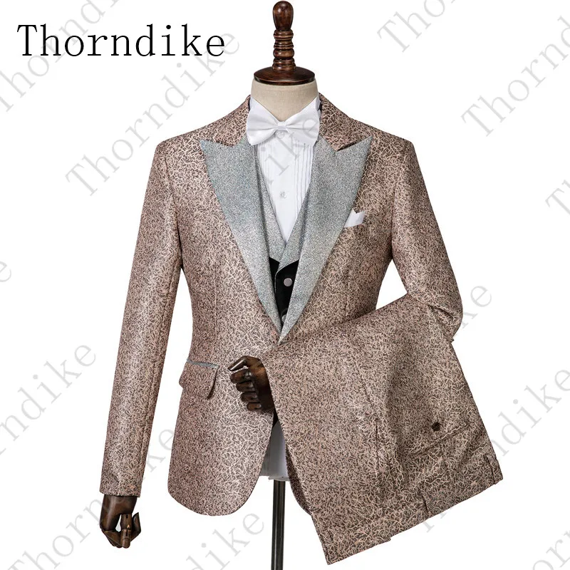 Мужской Жаккардовый костюм с рисунком Thorndike Tide 3 предмета мужские костюмы жилетом