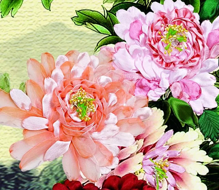 Needlework DIY Ribbon Cross stitch Sets for Embroidery kit table vase violin rose floral flower ribbon Cross-Stitch needlework | Дом и сад