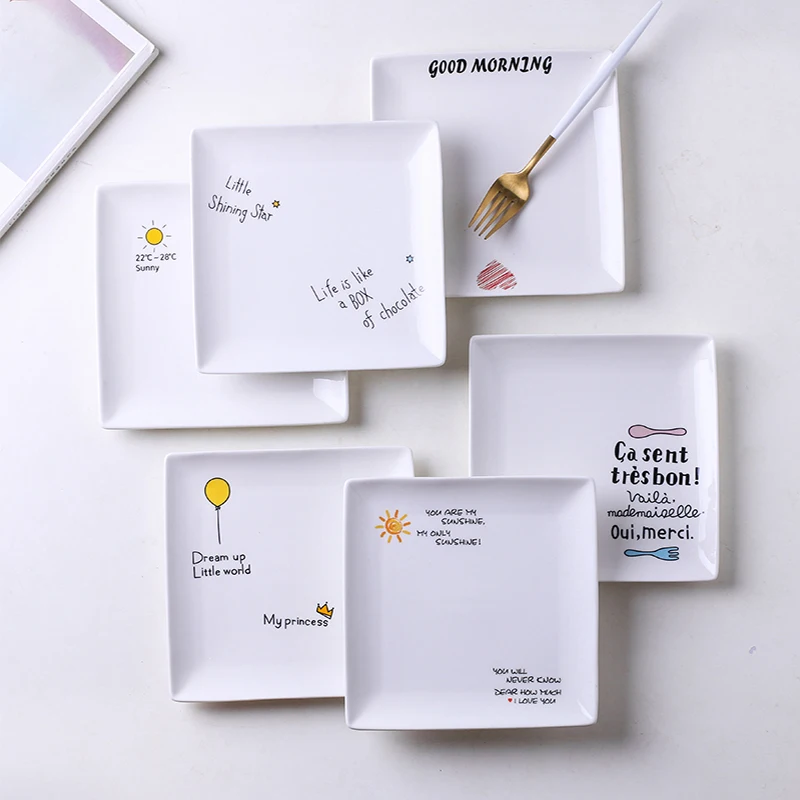 Высококачественная керамическая квадратная тарелка для домашнего