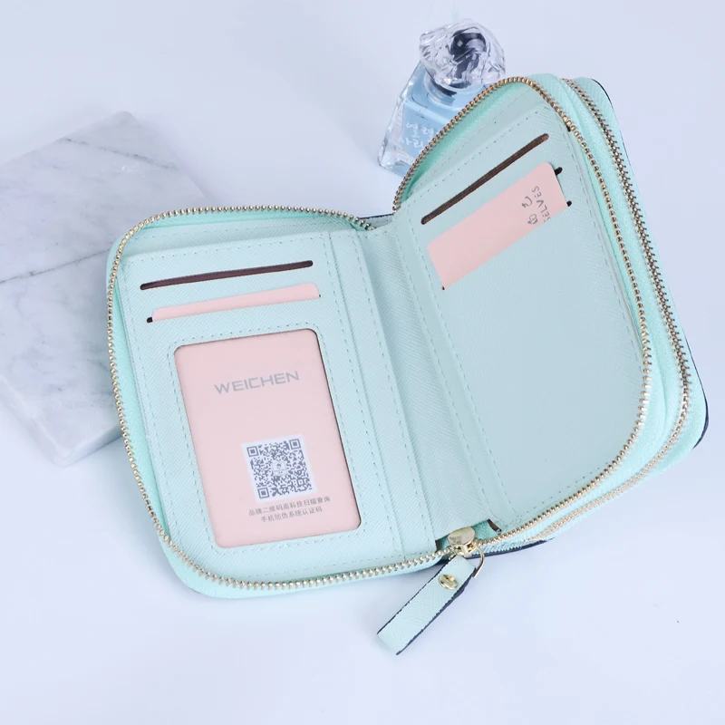 WEICHEN отделение для монет двойной женские бумажники с застежкой молнией из