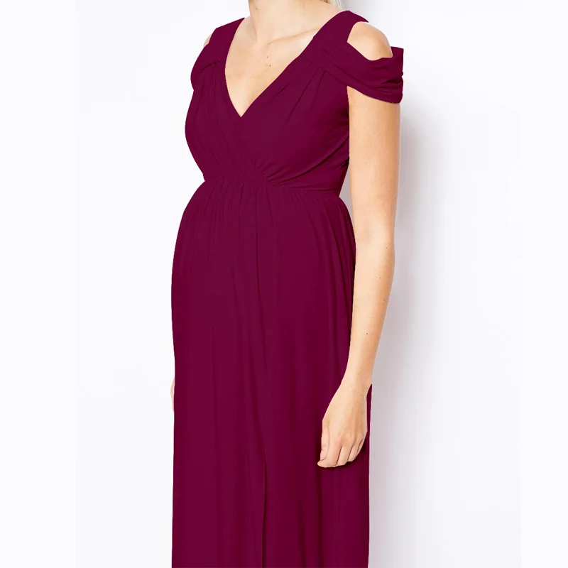 Tencel эластичная для беременных платье с v образным вырезом и коротким рукавом