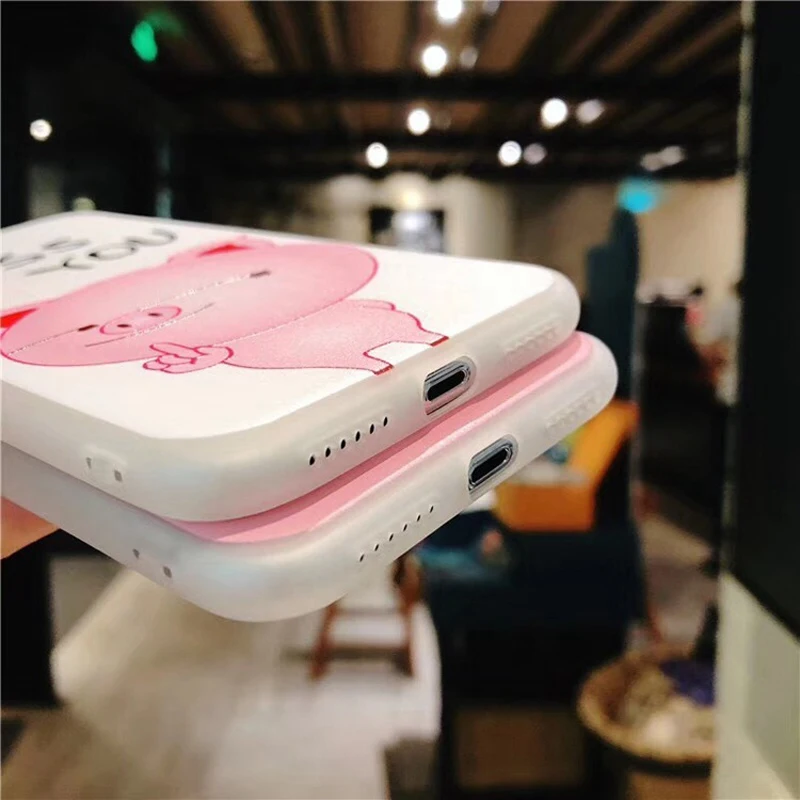 Lovebay For iPhone 6 6S 7 8 Plus X Case Fashion Cartoon Cute Funny Pink Pig Letter Pattern Soft TPU Cover |